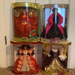 Set of 4 Happy Holidays Barbies